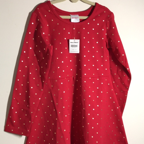 NWT Hanna Andersson size 5 Skater Dress red with gold polka dots long sleeve - Picture 6 of 10
